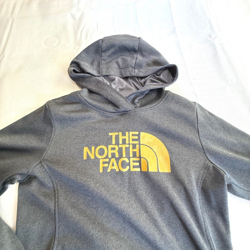 The North Face Grey Hoodie Gold Logo Women's Medium‎